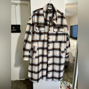 SHEIN Premium Plaid Shacket